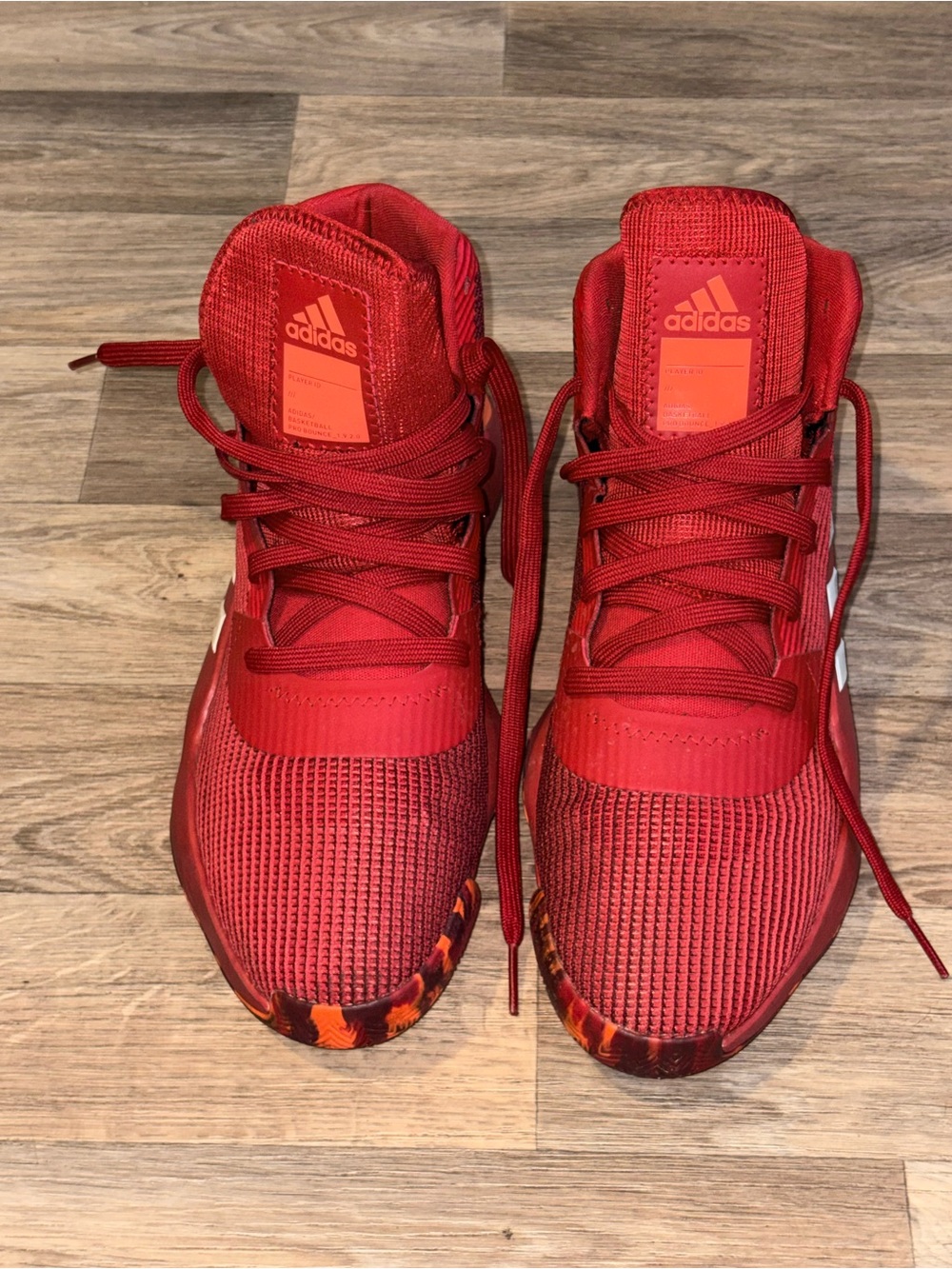 adidas Kids Red Lace-Up Athletic Sneakers with Patterned Toe